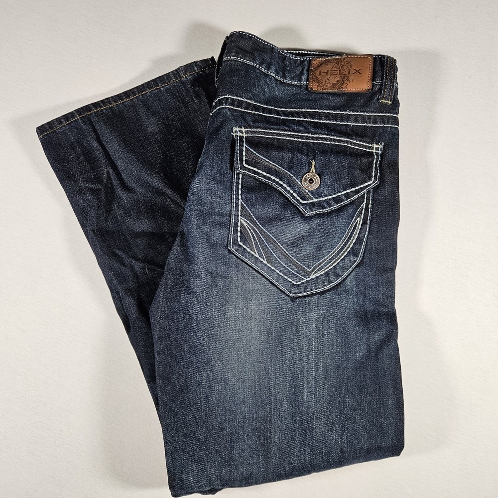 Helix Jeans Bootcut Men's 36x30 Relaxed Fit Y2K  Dark Wash